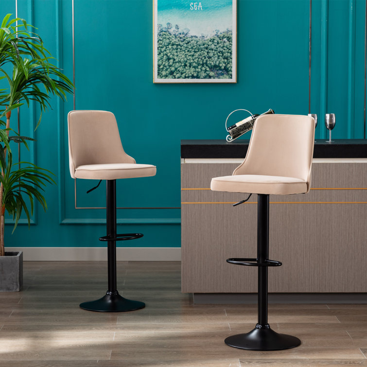 Mercury Row® Rotatable Bar Stools With Backrests, 2 Per Set, Modern